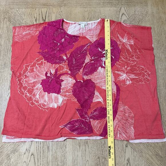 Coldwater Creek Pink Floral Silk Blend Oversized Top Poncho Like XL - Picture 8 of 8